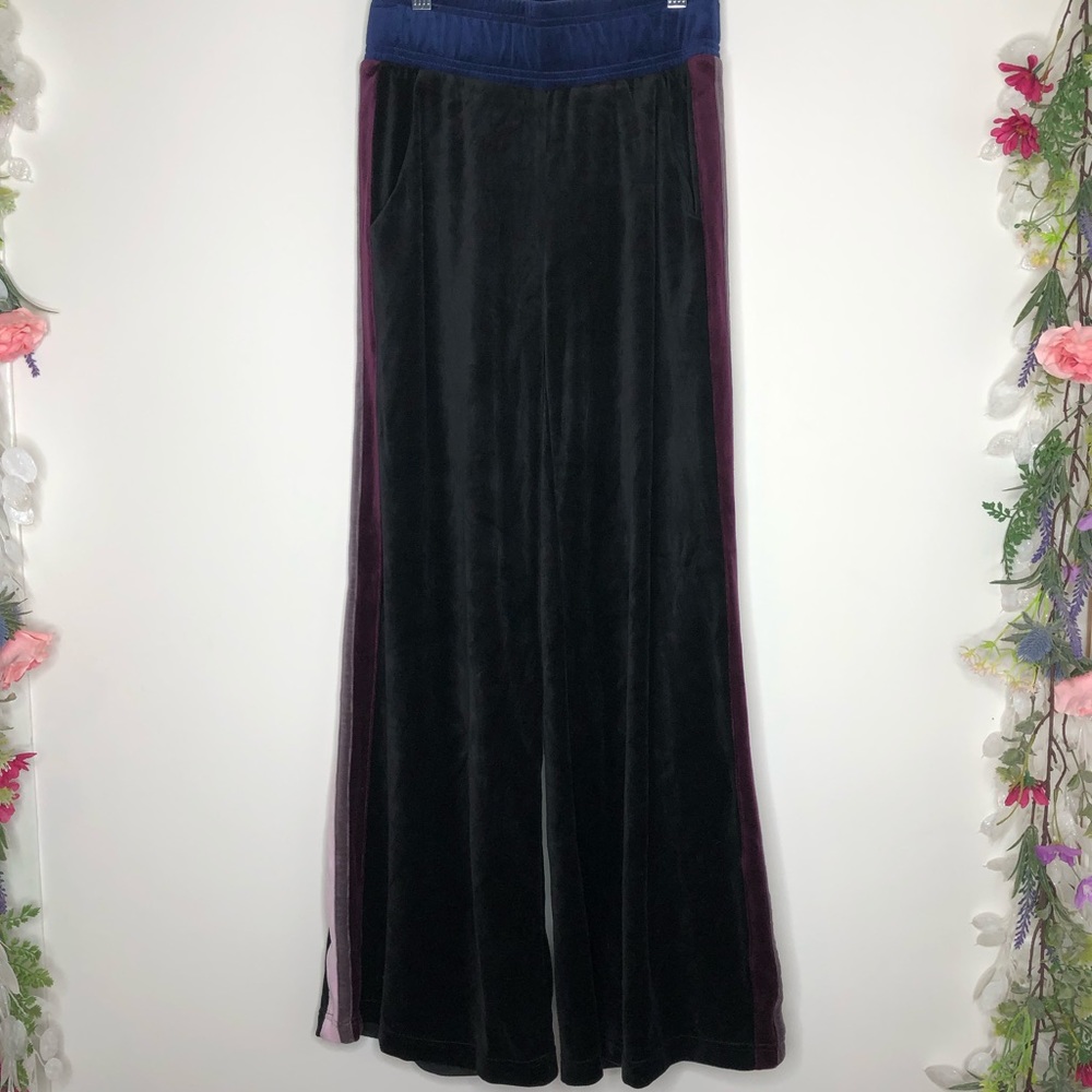 Fabletics black color block velour wide leg pants